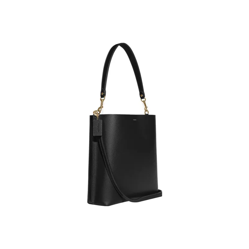 COACH Mollie Leather Bucket Bag, Handbag, Shoulder Bag, Crossbody Bag Large Size Women's Black-1