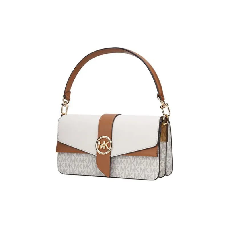 MICHAEL KORS Greenwich Portable Crossbody Bag, Shoulder Bag Women's Vanilla White Brown Multicolor-2