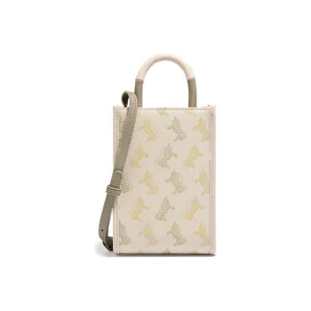 COWEC YCAKI PVC Lipstick Case Handheld Shoulder Bag Crossbody Bag Cell Phone Pouch Women's Golden Autumn Yellow Coffee