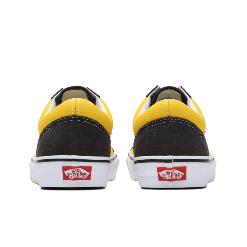 Vans Old Skool Low Tops Casual Skateboarding Shoes Big Boys Black Yellow-3