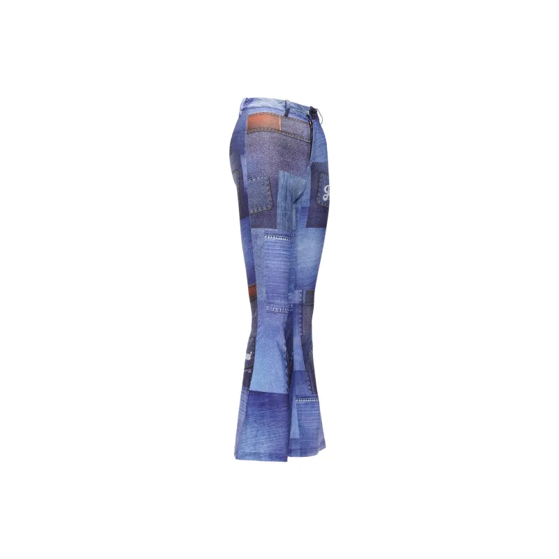 JYOSEI Flared Pants Women's Blue-2