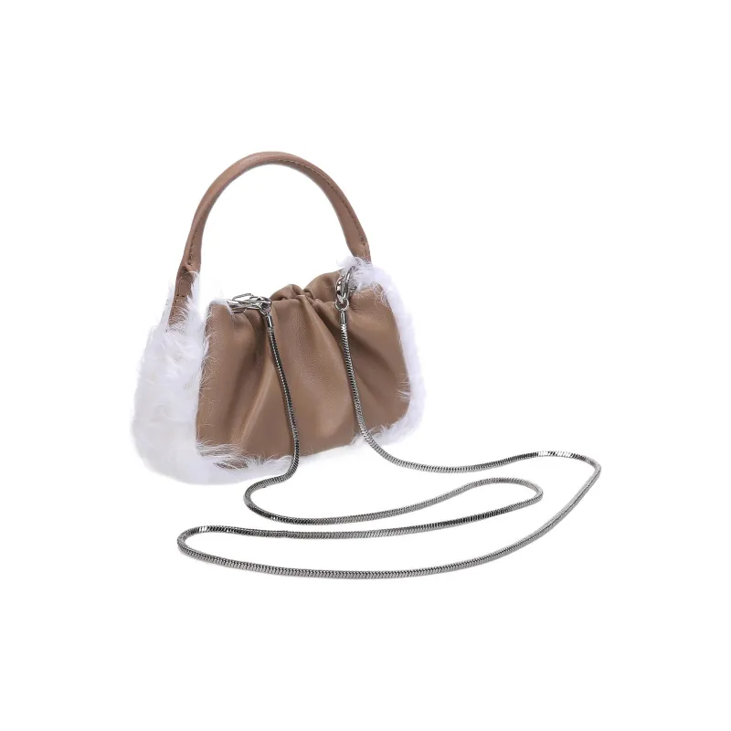 QULU Wool Portable Crossbody Cell Phone Pouch Mini Women's Ecru Jasper Yellow Milk Coffee Black-28