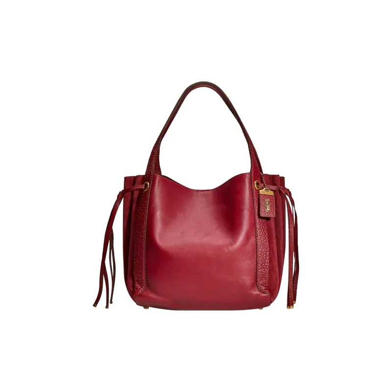 COACH Harmony Glove Leather Solid Color Large Capacity Shoulder Bag Handbag Large Size Women's Red-0