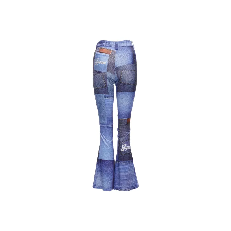 JYOSEI Flared Pants Women's Blue-1