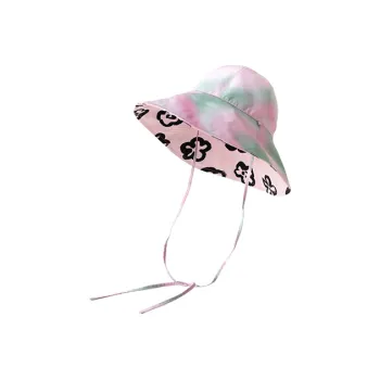 LOST PATTERN Polyester Double Sided Lace Up Wide Brim Bucket Hat Sun Protection Breathable Fashion Versatile Women's