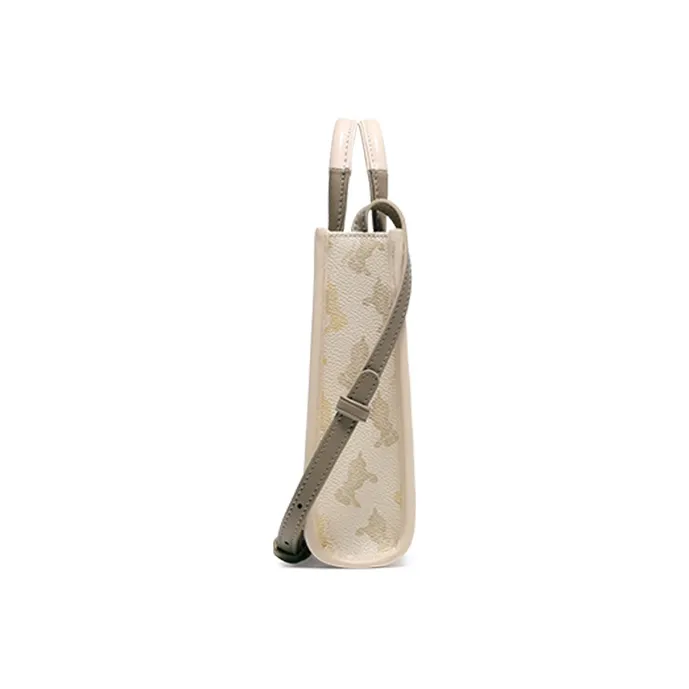 COWEC YCAKI PVC Lipstick Case Handheld Shoulder Bag Crossbody Bag Cell Phone Pouch Women's Golden Autumn Yellow Coffee-3