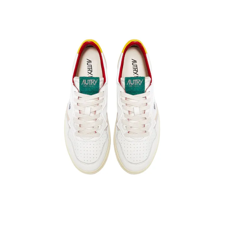 AUTRY Medalist Low Leather And Suede Logo 'White Multicolor'-2