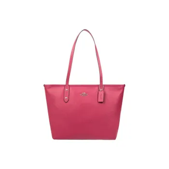 COACH City Zip Tote Leather Portable One Shoulder Totes Large Size Women's Red