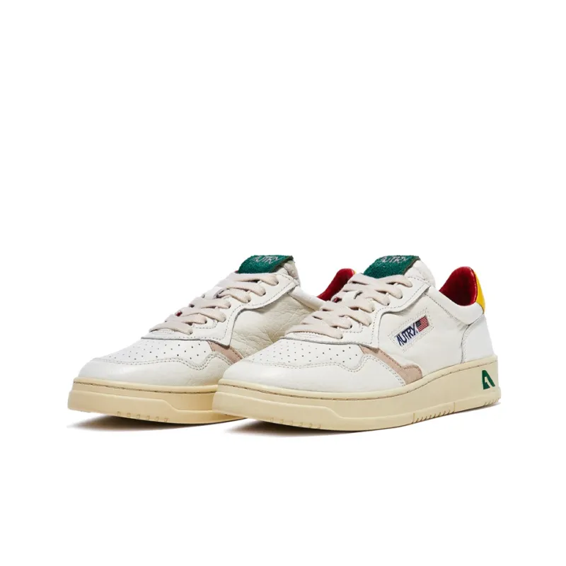 AUTRY Medalist Low Leather And Suede Logo 'White Multicolor'-1