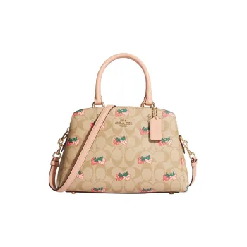 COACH Lillie Canvas With Leather Handbag, Shoulder Bag, Crossbody Bag Medium Size Women's Brown & Pink