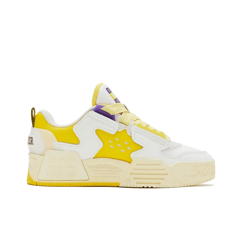 STARTER Anti Slip And Wear Resistant Height Increasing Low Top Skateboard Shoes Men's White Yellow-1