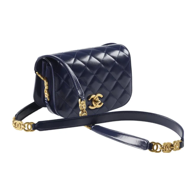 CHANEL Cow Leather Messenger Bag, Shoulder Bag, Crossbody Bag Mini Women's Marine Blue-1