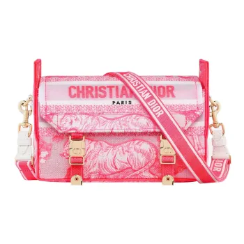 DIOR DiorCamp Canvas Messenger Bag, Shoulder Bag, Crossbody Bag Small Size Women's Neon Pink