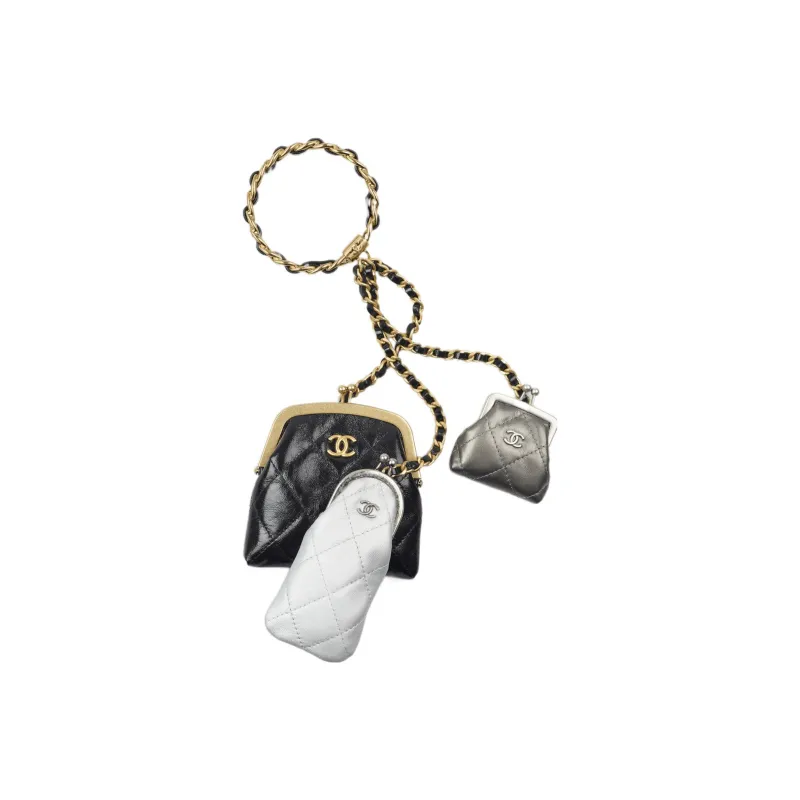 CHANEL Lambskin Calfskin Metal Lipstick Bag, Coin Purse, Crossbody Bag, Clutch Women's Multicolor-0