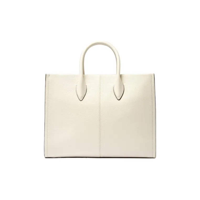 MICHAEL KORS Mirella Cow Leather Tote Bag, Shopping Bag, Shoulder Bag, Portable Women's Cream White-1