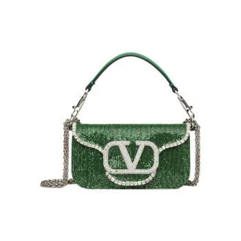 Valentino Locò Leather Baguette Bag Handbags Shoulder Bag Crossbody Bag Mini Women's Green
