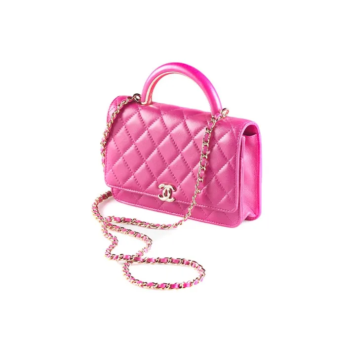 CHANEL Sheepskin Chain Wallet, Handbag, Shoulder Bag, Crossbody Bag Women's Dark Pink-1