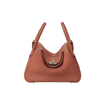 HERMES Lindy Clemence Bullock Leather Handbag Shoulder Bag Women's 6C Copper Red