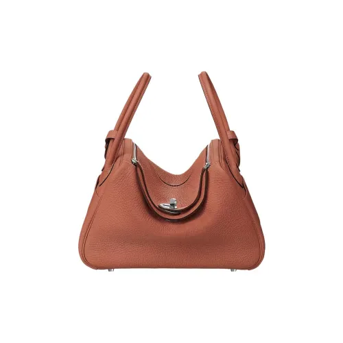 HERMES Lindy Clemence Bullock Leather Handbag Shoulder Bag Women's 6C Copper Red