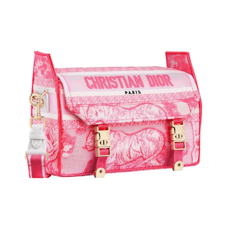 DIOR DiorCamp Canvas Messenger Bag, Shoulder Bag, Crossbody Bag Small Size Women's Neon Pink-1