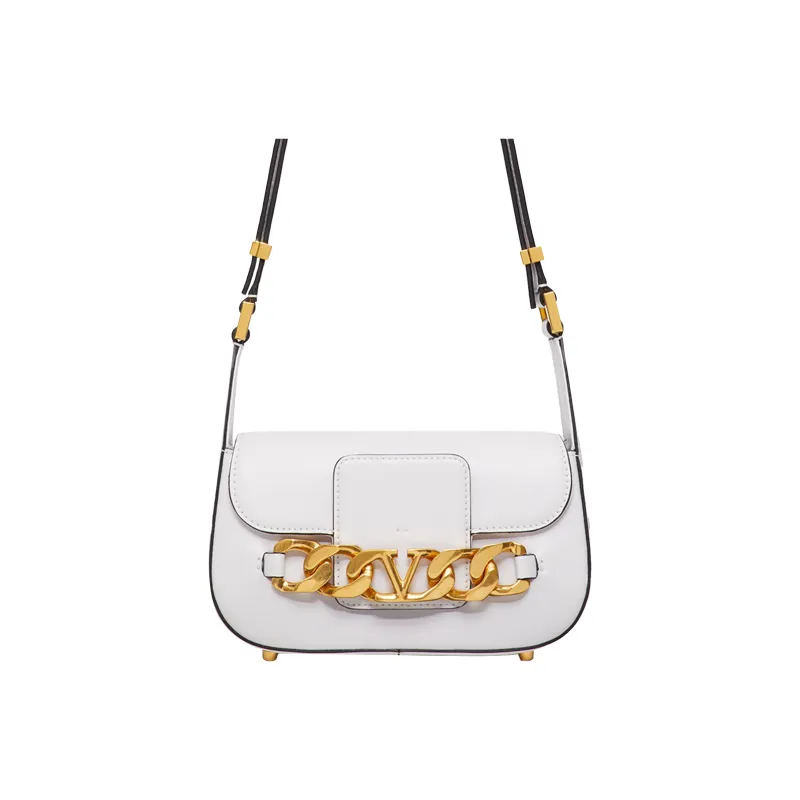 Valentino Vlogo Calfskin Messenger Bag Shoulder Bag, Crossbody Bag Women's White-0
