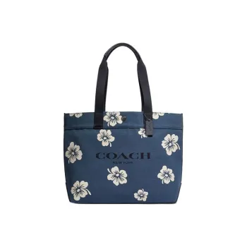 COACH Fabric With Cow Leather Tote Bag, Shopping Bag, Shoulder Bag, Handbag Tubas Unisex Denim Blue