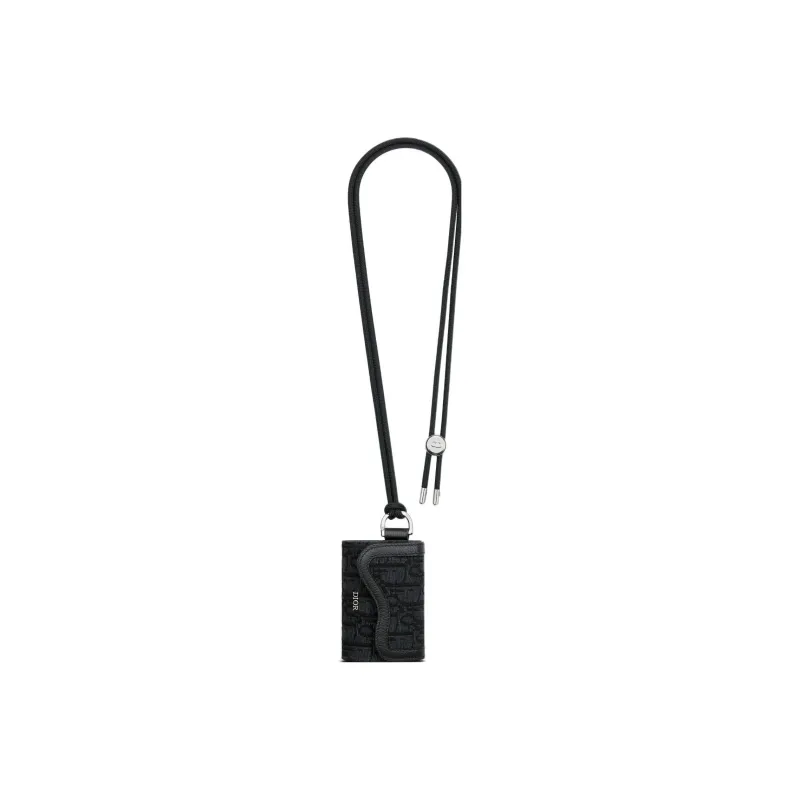 DIOR Saddle Leather With Fabric Saddle Bag Crossbody Bag Shoulder Bag Clip-on Bag Men's Black-3