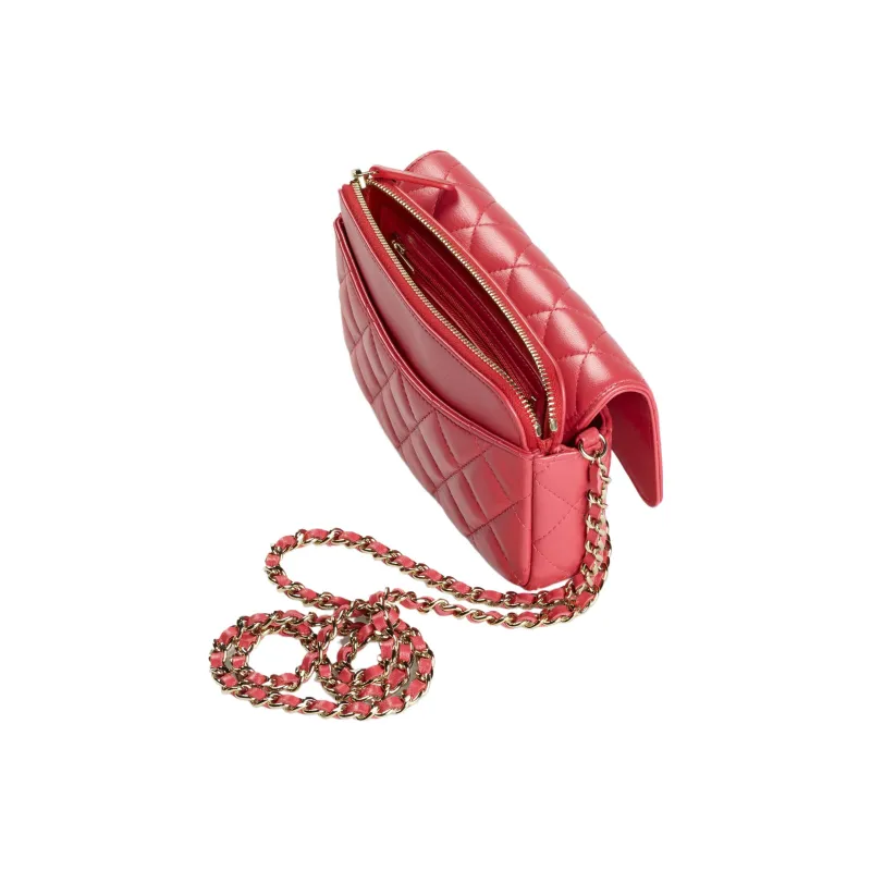 CHANEL Sheepskin And Gold Metal Crossbody Bags Women's Red-2