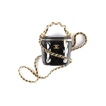 CHANEL 22A Early Autumn Calf Patent Leather Bucket Bag Prosperity Bucket Handbag Regular Women's Black