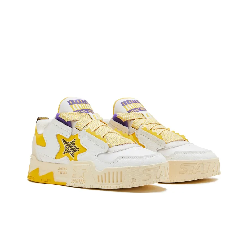STARTER Anti Slip And Wear Resistant Height Increasing Low Top Skateboard Shoes Men's White Yellow-2