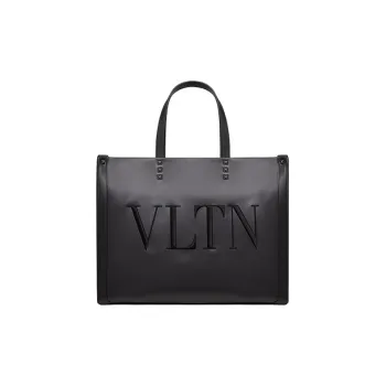 Valentino VLTN Cow Leather Patchwork With Embroidery Tote Bag Shopping Bag Handbag Men's Black