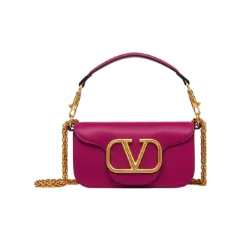 Valentino Locò Calfskin Baguette Bag One Shoulder Shoulder Bag Handbag Mini Women's Rose Red