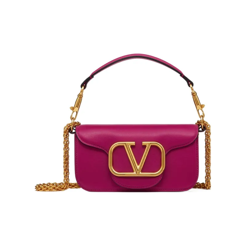 Valentino Locò Calfskin Baguette Bag One Shoulder Shoulder Bag Handbag Mini Women's Rose Red-0