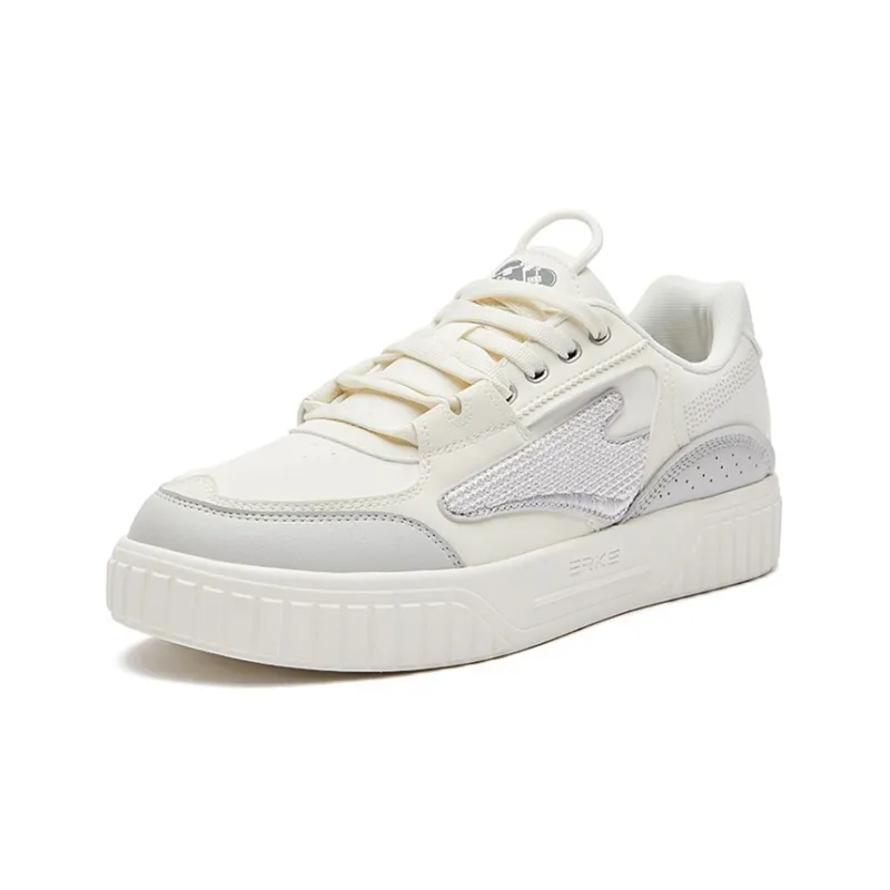 Erke Flying Cranes Low-Top Skateboard Shoes Men's White Gray-1
