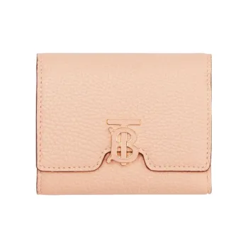 Burberry Grained Leather Money Clip Card Holder Card Wallet Small Size Women's Peach Pink