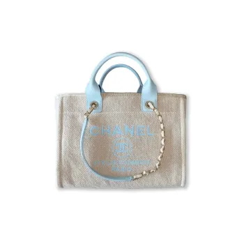 CHANEL Fabric Tote Bag, Shopping Bag, Handbag Small Size Women's Blue