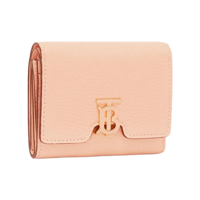 Burberry Grained Leather Money Clip Card Holder Card Wallet Small Size Women's Peach Pink-1