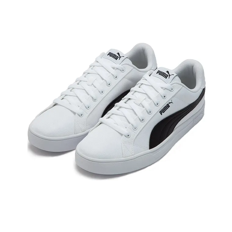 PUMA Smash Vulc Retro Casual Skateboarding Shoes Unisex White Black Shoe 'White Black'-2