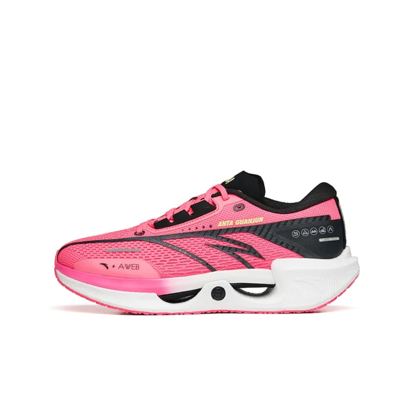 Anta Surprising Waves Nitrogen Technology Breathable Lightweight Low-Top Running Shoes Men's Pink Black-0