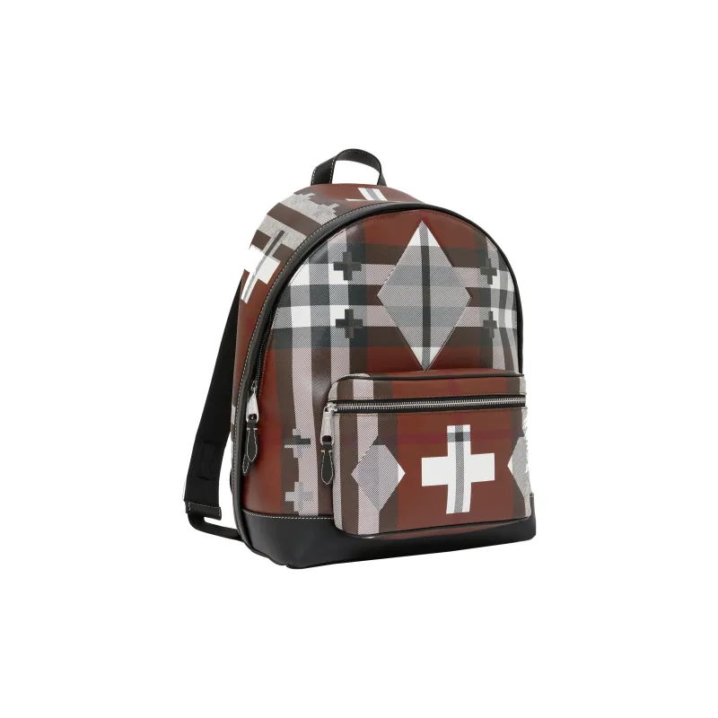 Burberry Geometric Check Backpack Brown-1