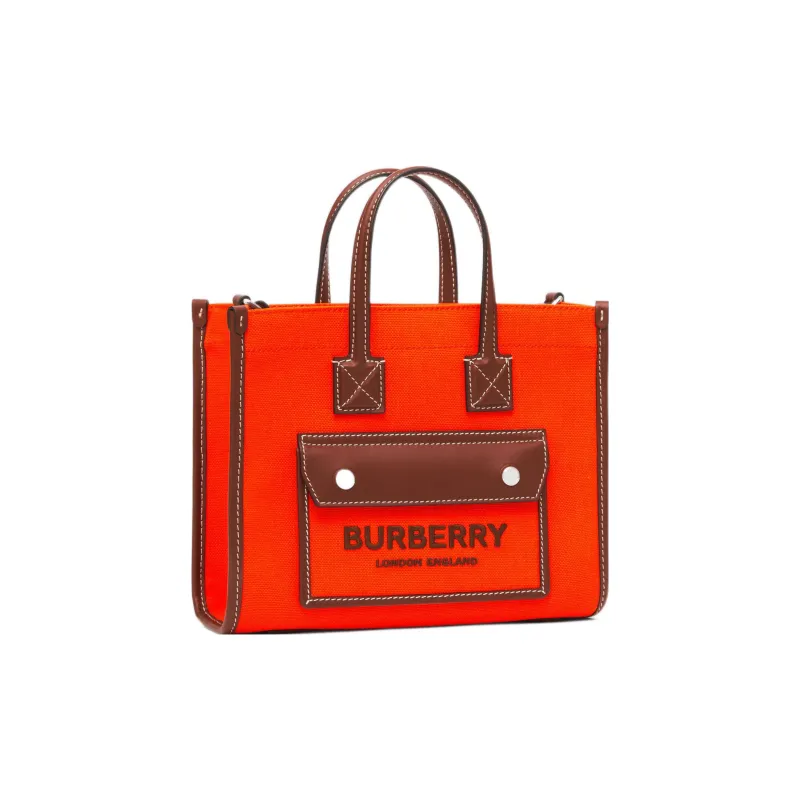 Burberry Freya Calfskin Embellishment Tote Bag Shopping Bag Shoulder Bag Crossbody Bag Handbag Mini Women's Orange/Tan-1