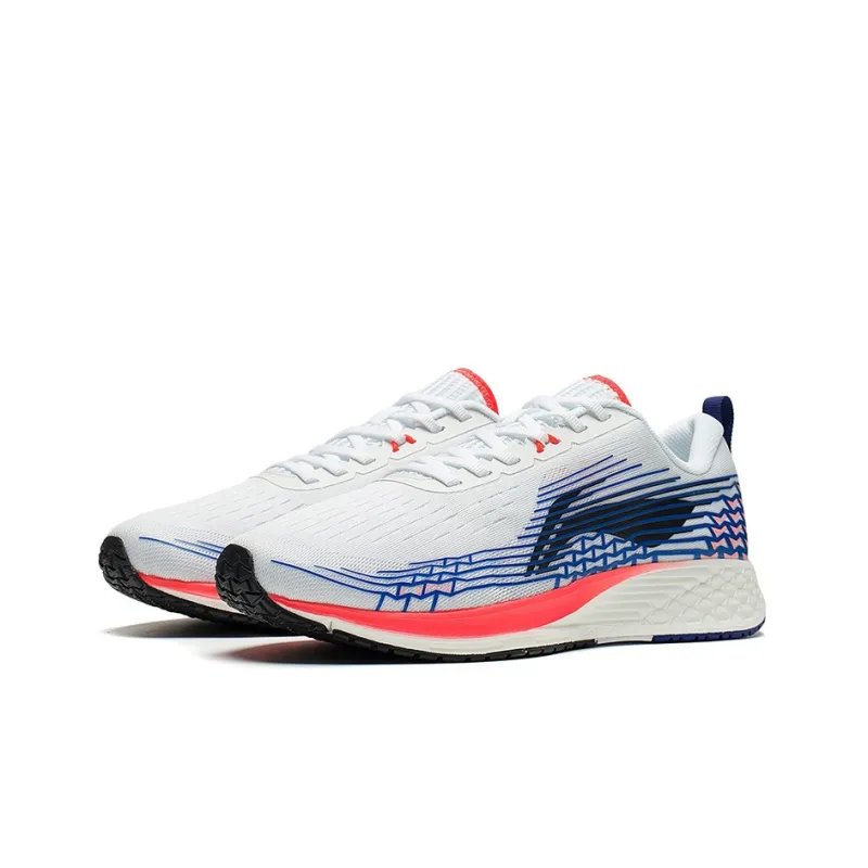 LiNing Li Ning Running Collection Breathable And Resilient Low Top Running Shoes Men's White Blue-2