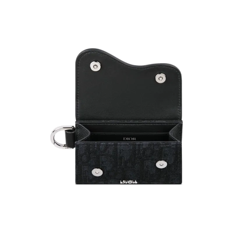 DIOR Saddle Leather With Fabric Saddle Bag Crossbody Bag Shoulder Bag Clip-on Bag Men's Black-2