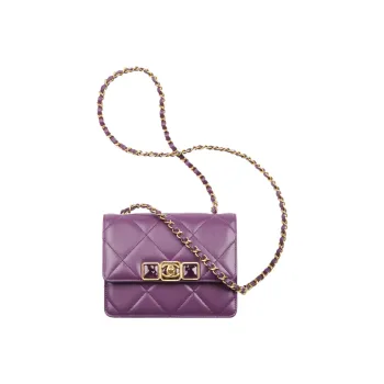 CHANEL 22A Early Autumn Calfskin Shoulder Bag, Crossbody Bag Women's Purple