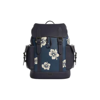 COACH Hudson Pebbled Leather Backpack Large Size Men's Denim Blue