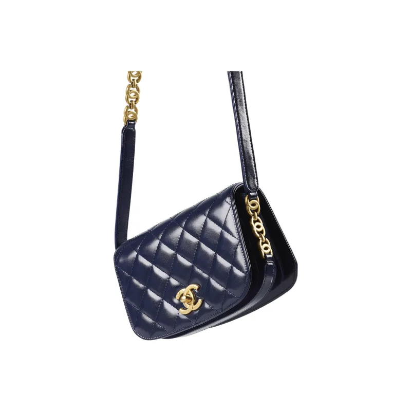 CHANEL Cow Leather Messenger Bag, Shoulder Bag, Crossbody Bag Mini Women's Marine Blue-2
