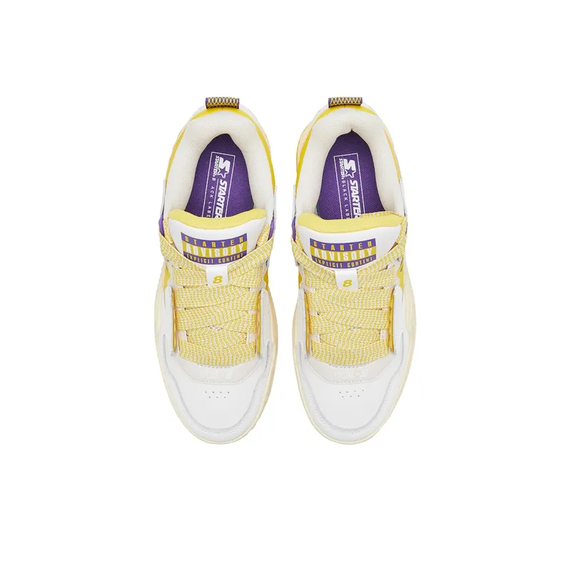 STARTER Anti Slip And Wear Resistant Height Increasing Low Top Skateboard Shoes Men's White Yellow-4