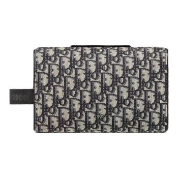 DIOR Lingot Printed Jacquard Fabric Makeup Bag, Storage Bag, Clutch, Handbag, Toiletry Bag Men's Beige Black
