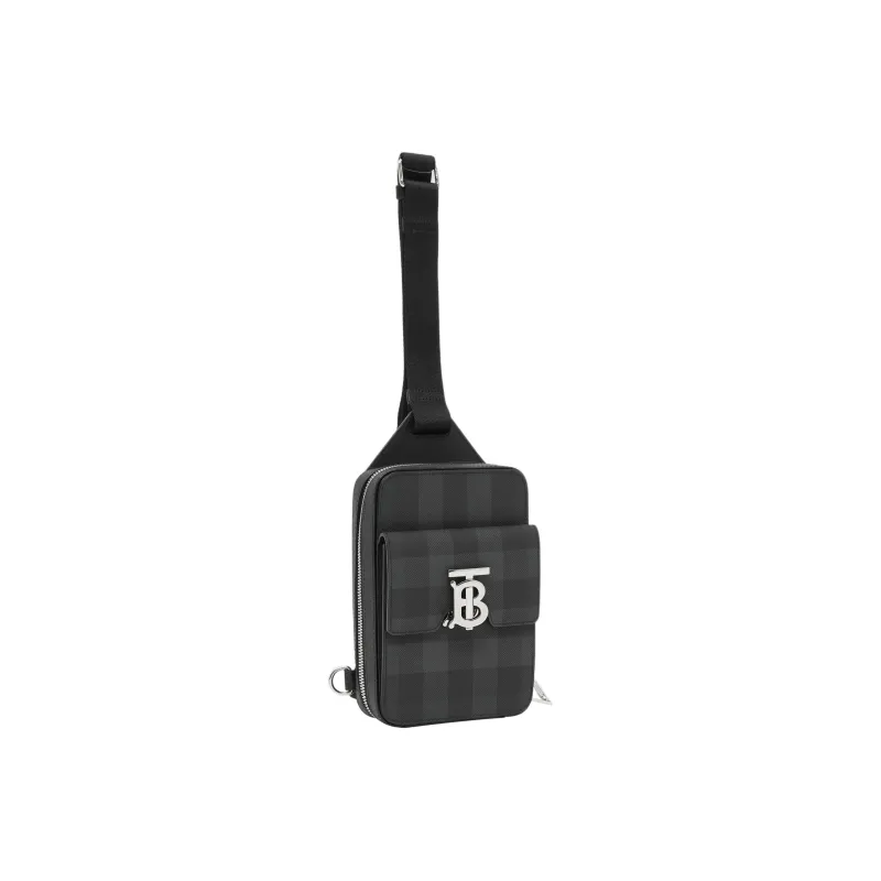 Burberry Leather Patchwork Crossbody Bag Sling Bag Fanny Pack Shoulder Bag Backpack Men's Charcoal Gray-2