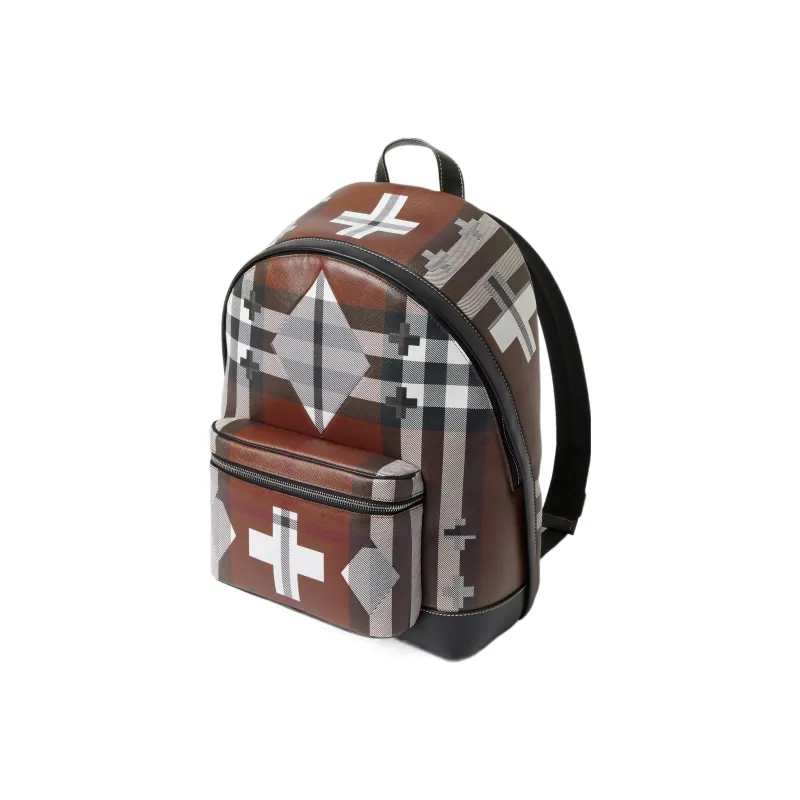 Burberry Geometric Check Backpack Brown-2